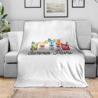 Funny Summer Plans Throw Blanket Refreshing Tropical Cocktail Lover Gift
