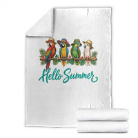 Hello Summer Parrots Throw Blanket Tropical Beach Vacation Graphic