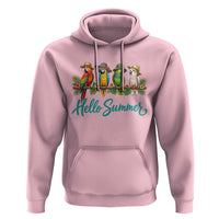 Hello Summer Parrots Hoodie Tropical Beach Vacation Graphic