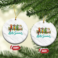 Hello Summer Parrots Ceramic Ornament Tropical Beach Vacation Graphic