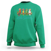 Hello Summer Parrots Sweatshirt Tropical Beach Vacation Graphic