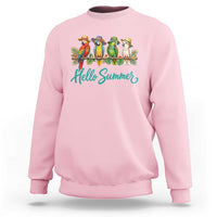 Hello Summer Parrots Sweatshirt Tropical Beach Vacation Graphic