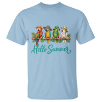 Hello Summer Parrots T Shirt Tropical Beach Vacation Graphic