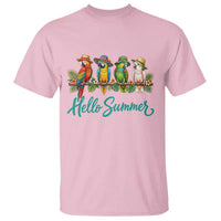 Hello Summer Parrots T Shirt Tropical Beach Vacation Graphic