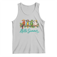 Hello Summer Parrots Tank Top Tropical Beach Vacation Graphic