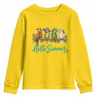 Hello Summer Parrots Youth Sweatshirt Tropical Beach Vacation Graphic