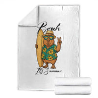 Bruh Its Summer Throw Blanket Funny Capybara Surfer Beach Vacation Gift