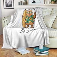 Bruh Its Summer Throw Blanket Funny Capybara Surfer Beach Vacation Gift