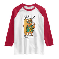 Bruh Its Summer Raglan Shirt Funny Capybara Surfer Beach Vacation Gift
