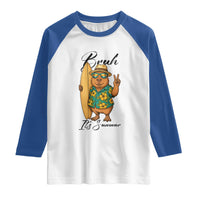 Bruh Its Summer Raglan Shirt Funny Capybara Surfer Beach Vacation Gift