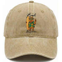 Bruh Its Summer Washed Cotton Baseball Cap Funny Capybara Surfer Beach Vacation Gift