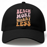 Beach More Worry Less Baseball Cap Boho Summer Vacation