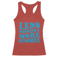 Less Monday More Summer Racerback Tank Top Retro Beach Seashell Graphic