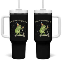 Off To Start Chapter 21 Tumbler With Handle Funny Frog Scooter 21st Birthday Gift
