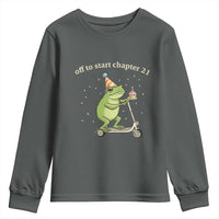 Off To Start Chapter 21 Youth Sweatshirt Funny Frog Scooter 21st Birthday Gift