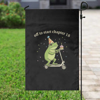 Off To Start Chapter 18 Garden Flag Funny Frog Scooter 18th Birthday Gift