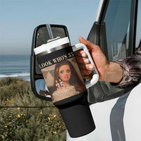 Look Who's 35 Tumbler With Handle Funny Birthday Doll Face Meme