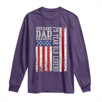 Husband Dad Grandpa 75 Year Old Legend Long Sleeve Shirt American Flag Birthday Gift