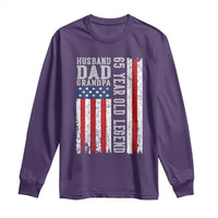 Husband Dad Grandpa 65 Year Old Legend Long Sleeve Shirt American Flag Birthday Gift
