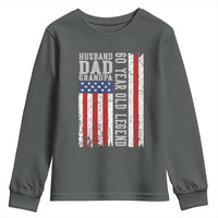 Husband Dad Grandpa 60 Year Old Legend Youth Sweatshirt American Flag Birthday Gift