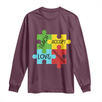 Special Ed Educator Autism Support Long Sleeve Shirt Teach Accept Understand Love