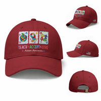 Autism Acceptance Support Baseball Cap Teach Accept Love