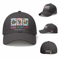 Autism Acceptance Support Baseball Cap Teach Accept Love