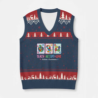 Autism Acceptance Support V-Neck Knit Sweater Vest Teach Accept Love