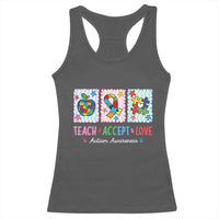 Autism Acceptance Support Racerback Tank Top Teach Accept Love
