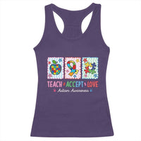 Autism Acceptance Support Racerback Tank Top Teach Accept Love