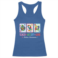 Autism Acceptance Support Racerback Tank Top Teach Accept Love