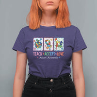 Autism Acceptance Support T Shirt For Women Teach Accept Love