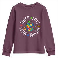 Autism Acceptance Teacher Youth Sweatshirt Teach Love Hope Inspire