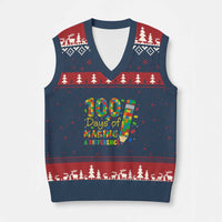 Proud Autism Teacher 100 Days Of School V-Neck Knit Sweater Vest Making A Difference