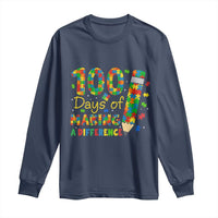 Proud Autism Teacher 100 Days Of School Long Sleeve Shirt Making A Difference