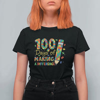 Proud Autism Teacher 100 Days Of School T Shirt For Women Making A Difference