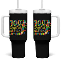 Proud Autism Teacher 100 Days Of School Tumbler With Handle Making A Difference