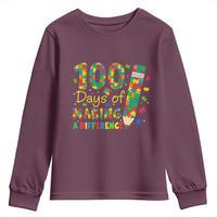 Proud Autism Teacher 100 Days Of School Youth Sweatshirt Making A Difference
