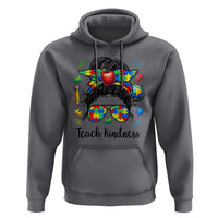 Sped Educator Autism Support Hoodie Teach Kindness Messy Bun