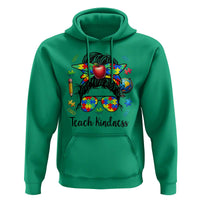 Sped Educator Autism Support Hoodie Teach Kindness Messy Bun