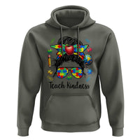 Sped Educator Autism Support Hoodie Teach Kindness Messy Bun