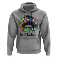 Sped Educator Autism Support Hoodie Teach Kindness Messy Bun
