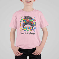 Sped Educator Autism Support T Shirt For Kid Teach Kindness Messy Bun