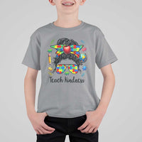 Sped Educator Autism Support T Shirt For Kid Teach Kindness Messy Bun
