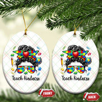 Sped Educator Autism Support Ceramic Ornament Teach Kindness Messy Bun