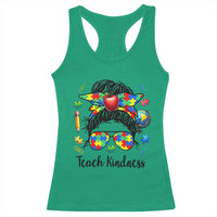 Sped Educator Autism Support Racerback Tank Top Teach Kindness Messy Bun