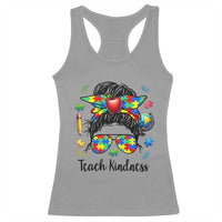 Sped Educator Autism Support Racerback Tank Top Teach Kindness Messy Bun
