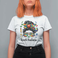 Sped Educator Autism Support T Shirt For Women Teach Kindness Messy Bun
