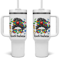 Sped Educator Autism Support Tumbler With Handle Teach Kindness Messy Bun