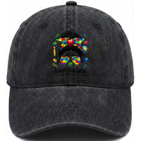 Sped Educator Autism Support Washed Cotton Baseball Cap Teach Kindness Messy Bun